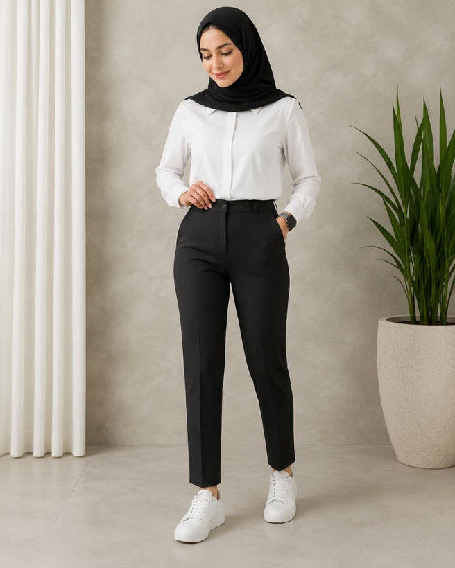 شلوار راسته بغل چاک دار زنانه مازراتی (سفید)