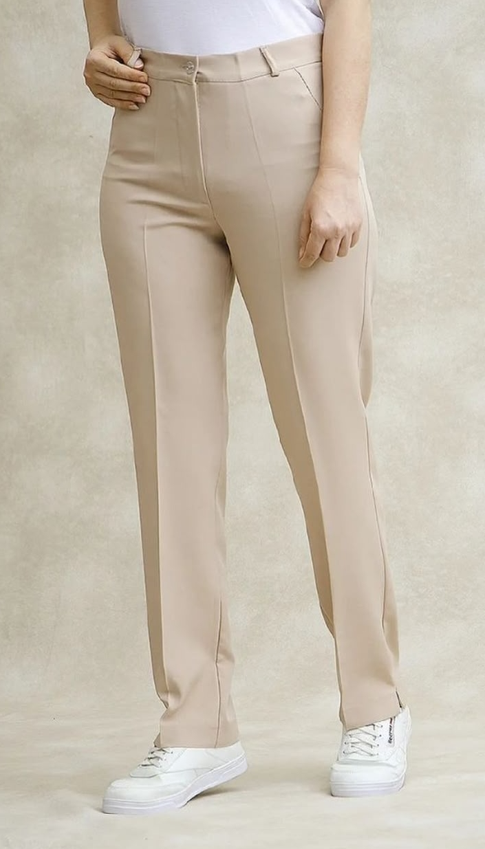 شلوار راسته بغل چاک دار زنانه مازراتی (سفید)