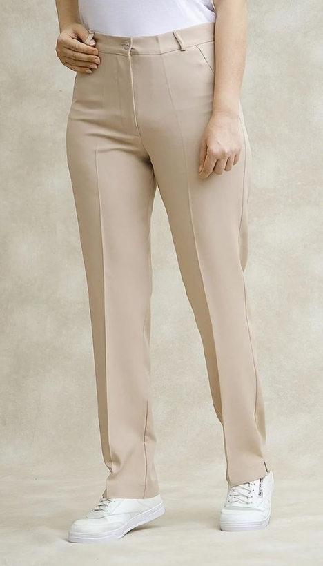 شلوار راسته بغل چاک دار زنانه مازراتی (نخودی)