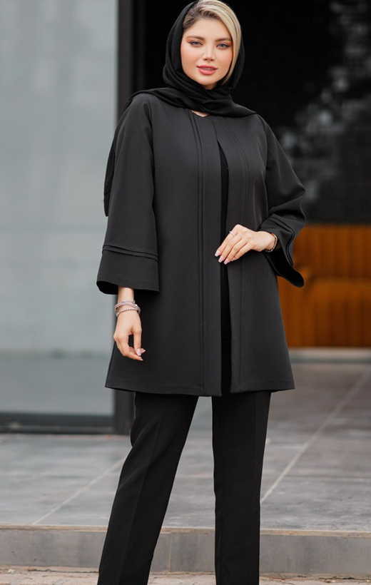 مانتو رگه دوزی زنانه مازراتی(مشکی)